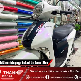 Dán decal đổi màu trắng ngọc trai ánh tím Janus 125cc