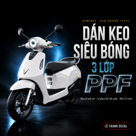 Dán keo siêu bóng 3 lớp PPF xe máy điện VinFast EVO GRAND trắng 2026