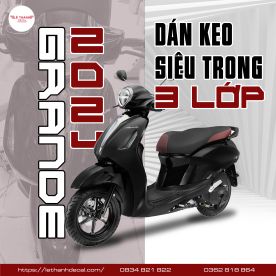 Dán keo siêu trong 3 lớp Yamaha Grande đen 2024