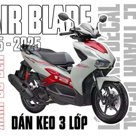 Dán keo trong 3 lớp Air Blade 125 phiên bản Thể Thao Xám Đỏ Đen