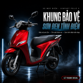 Khung bảo vệ xe máy điện VinFast Feliz 2 sơn đen tĩnh điện